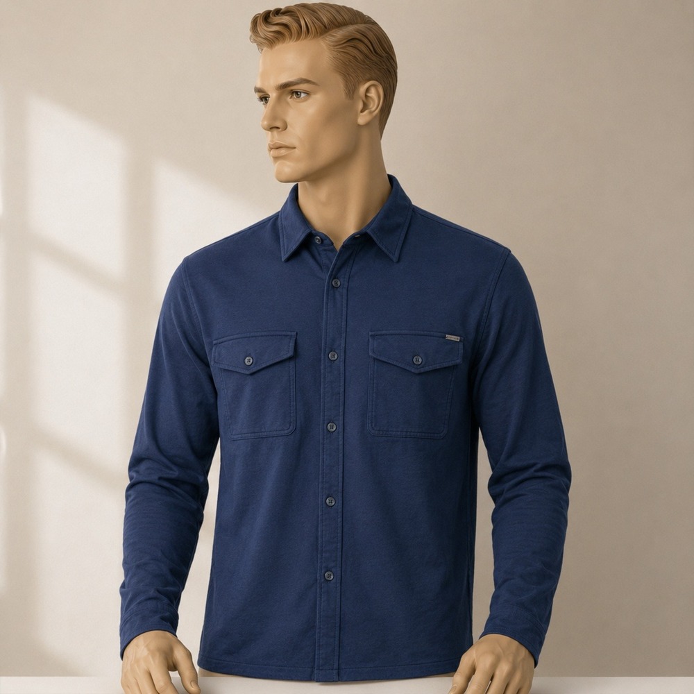 Vuori Men Navy Blue Cotton Modal Stretch Long Sleeve Button Down Shirt XL